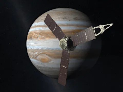 The Juno spacecraft arrived in the Jovian system in 2016. (Illustration NASA)